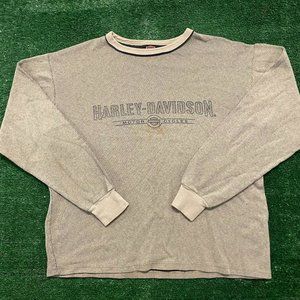 Vintage 90s Harley Davidson Crewneck Sweatshirt Beige Biker Moto Grunge Punk L